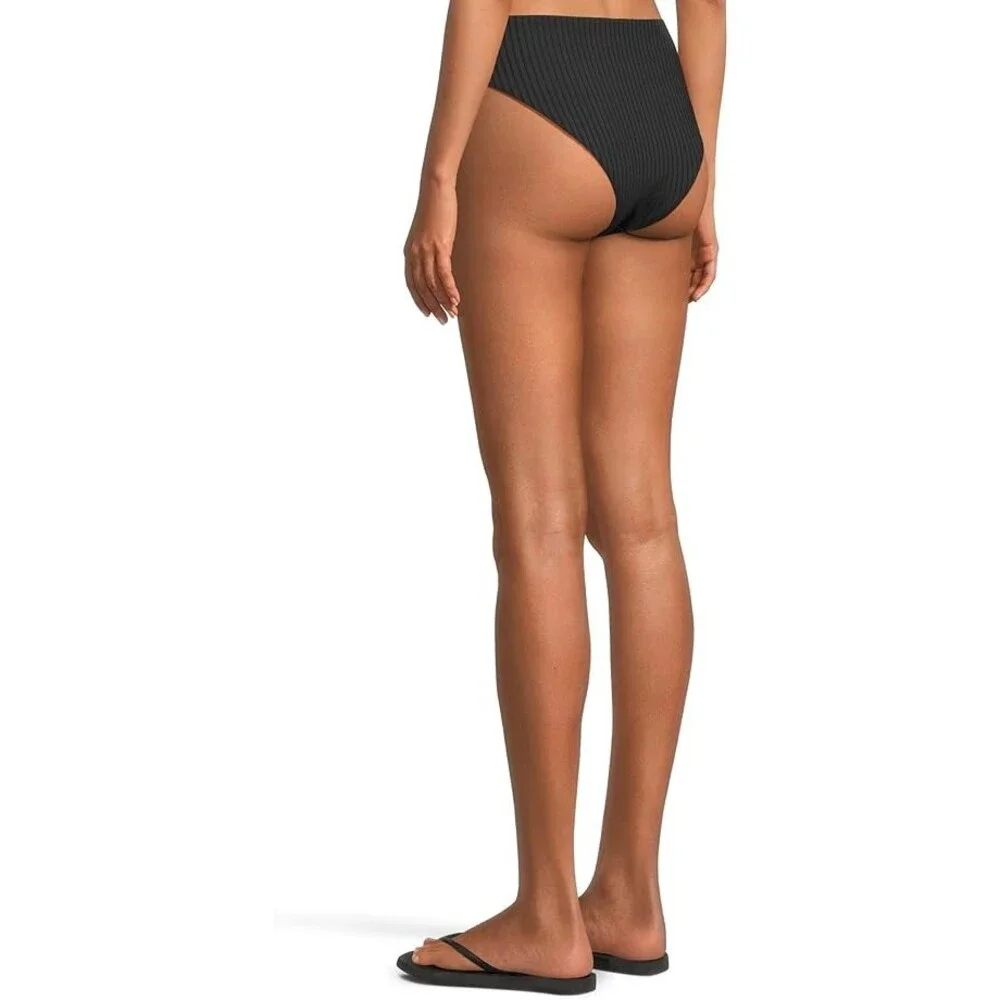 L*Space Savannah Classic Bikini Bottom Womens Small Black Stretch Swimwear TLW20